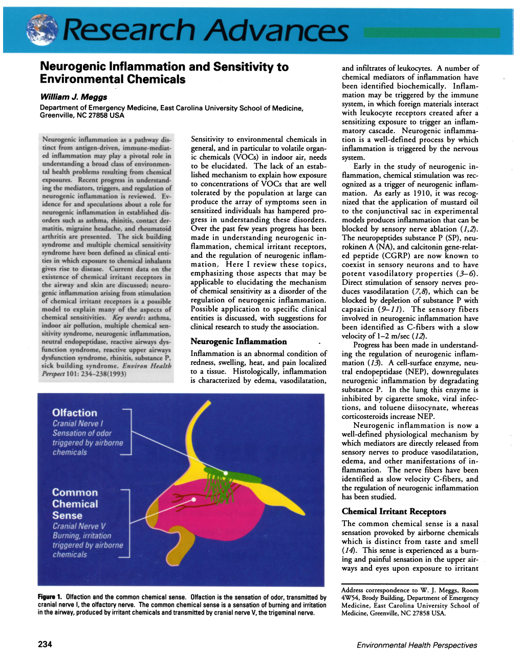 Neurogenic Inflammation and Sensitivity to Environmental Chemicals &lt;:Hemicd Se£Ies