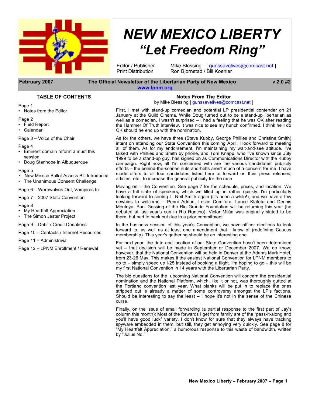 NEW MEXICO LIBERTY “Let Freedom Ring”