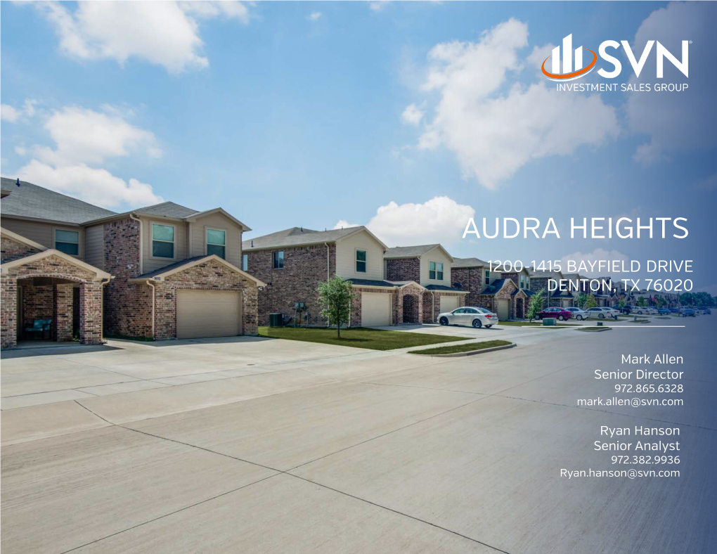 Audra Heights 1200-1415 Bayfield Drive Denton, Tx 76020