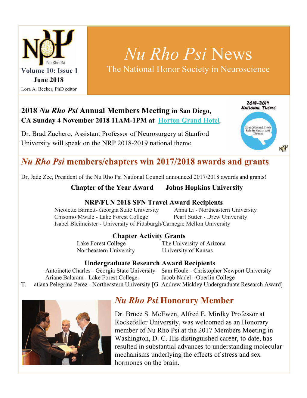 Nu Rho Psi News