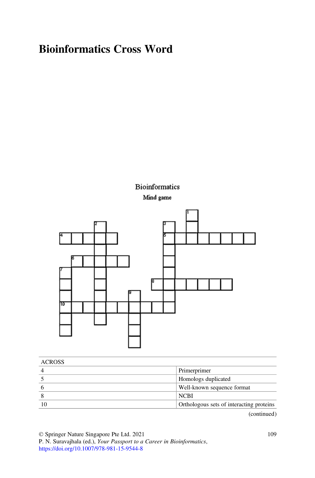 Bioinformatics Cross Word