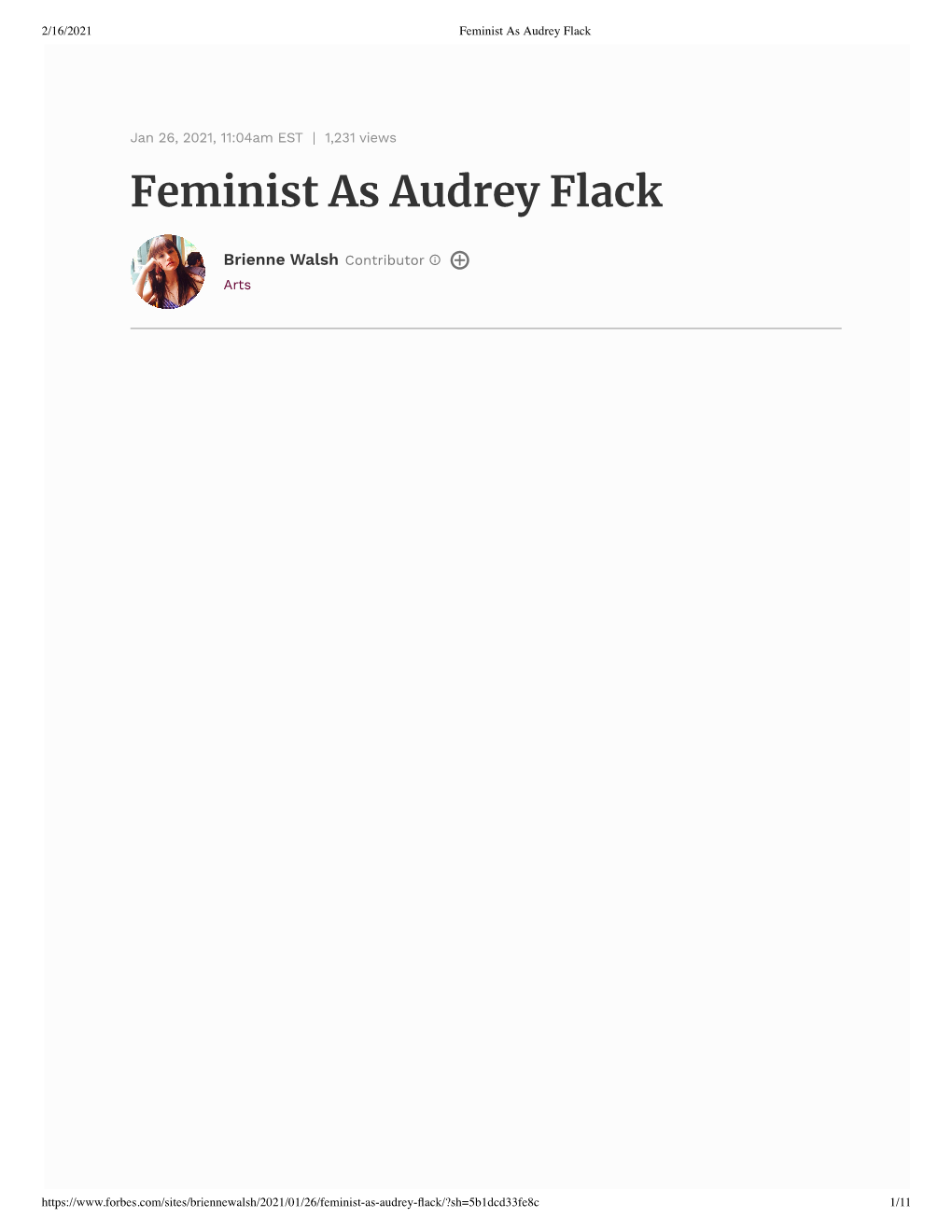 Feminist As Audrey Flack