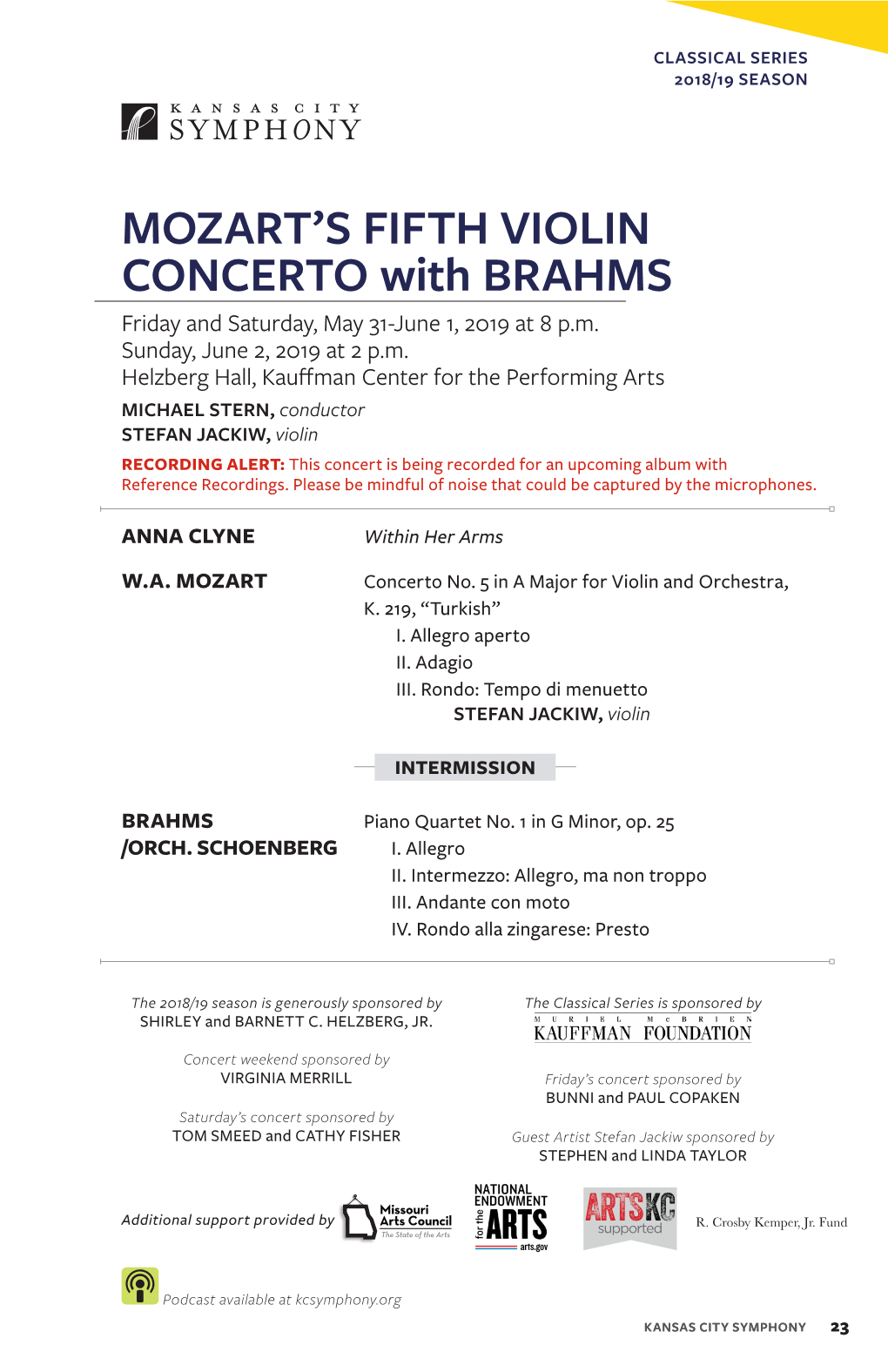 MOZART's FIFTH VIOLIN CONCERTO with BRAHMS