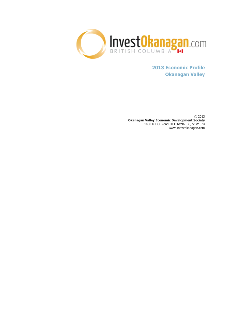 2013 Economic Profile Okanagan Valley