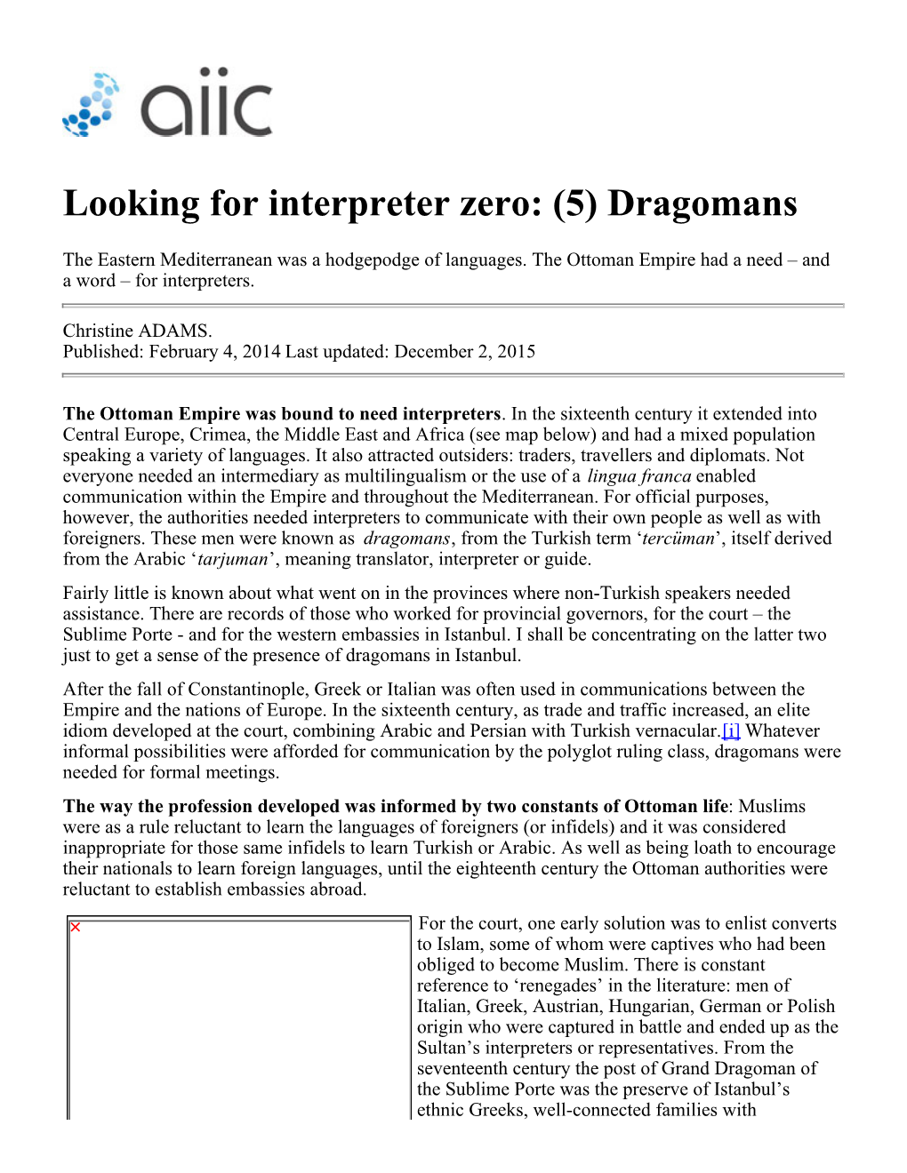 Looking for Interpreter Zero: (5) Dragomans