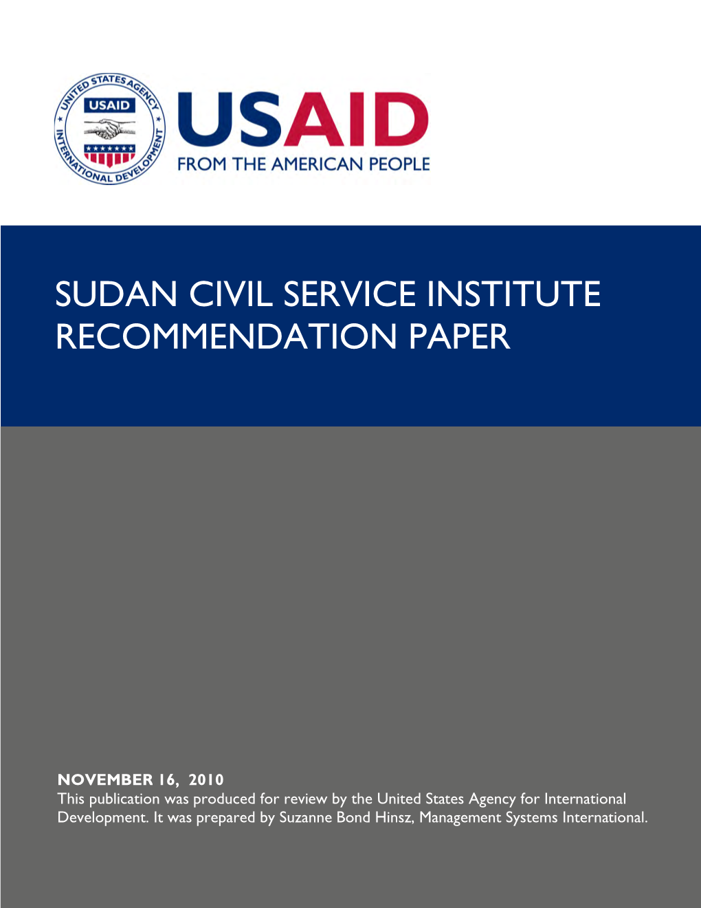 Sudan Civil Service Institute Recommendation Paper