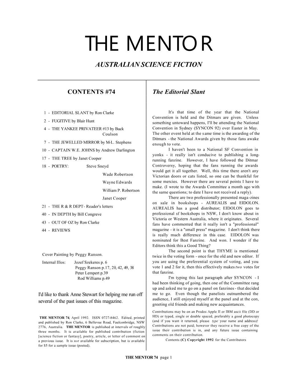 THE MENTOR 74, April 1992