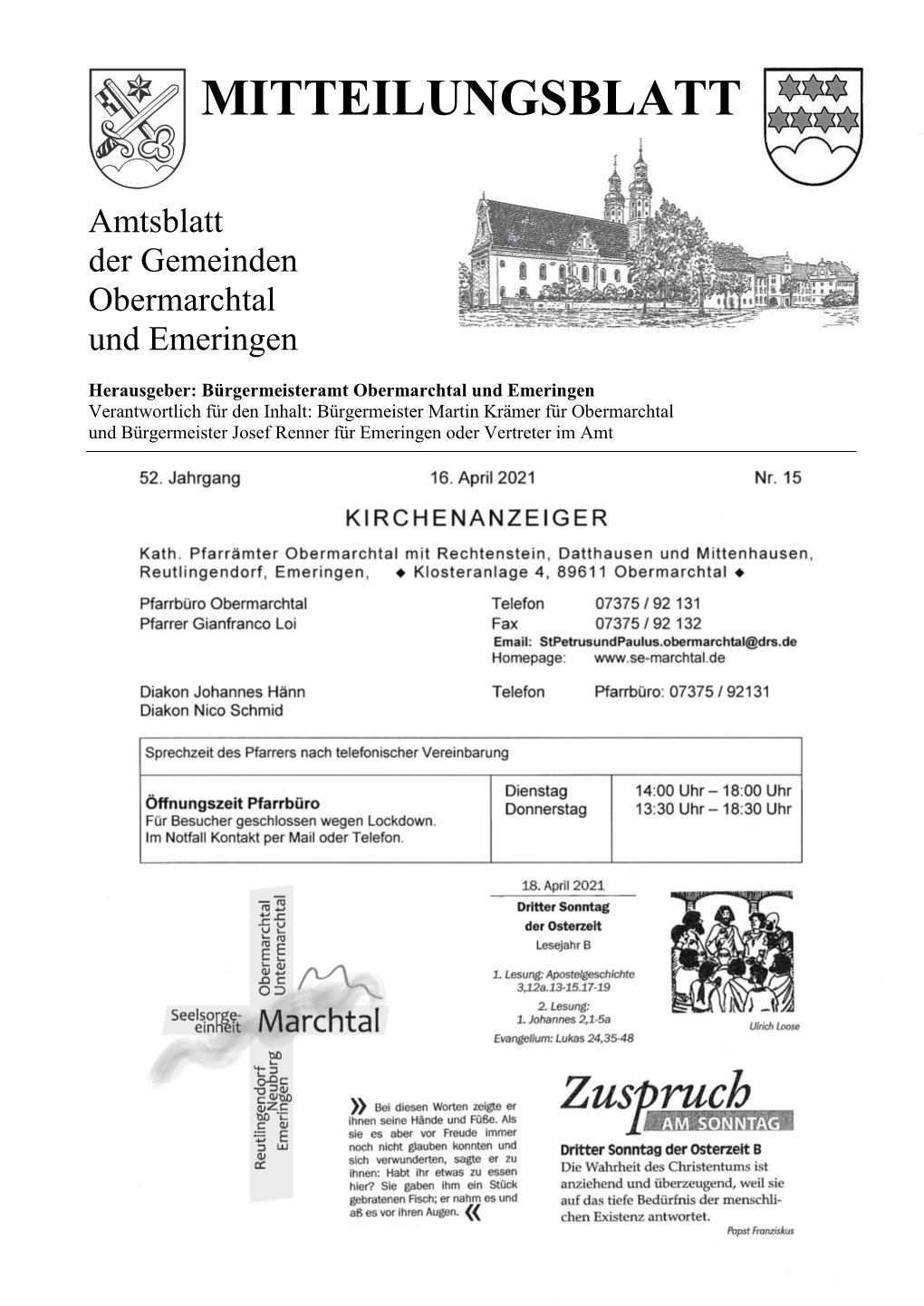Amtsblatt Der Gemeinden Obermarchtal Und Emeringen