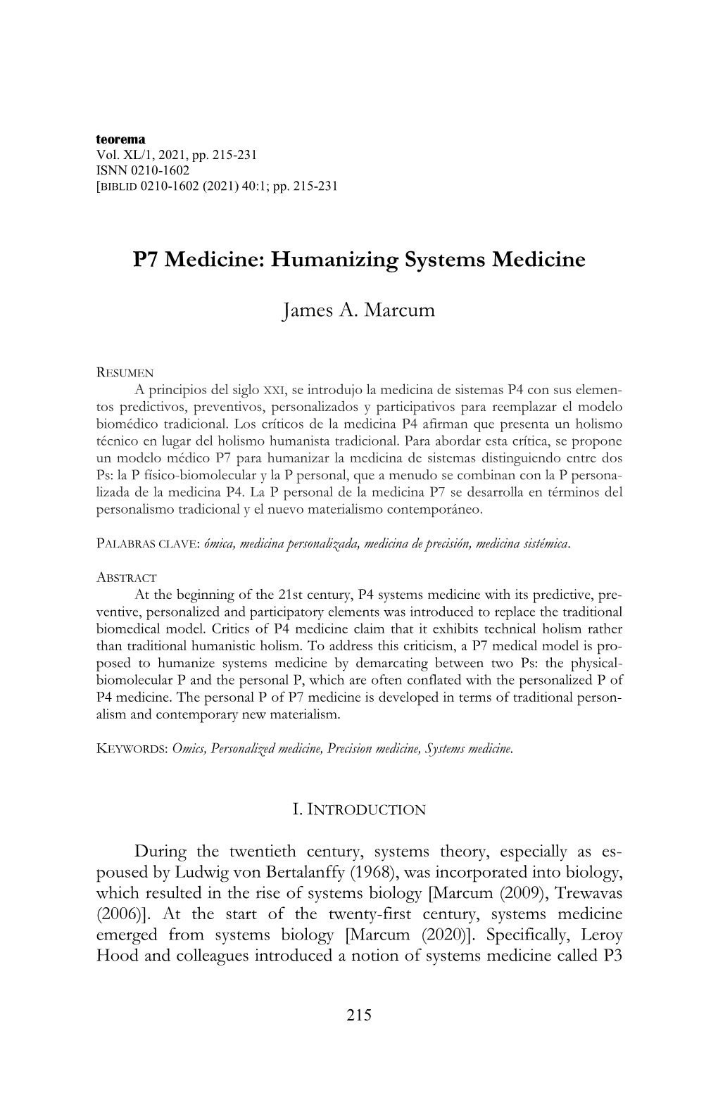 P7 Medicine: Humanizing Systems Medicine