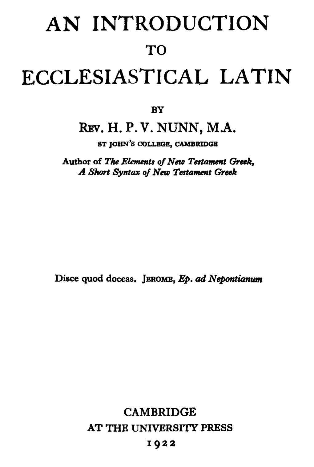 An Introduction to Ecclesiastical Latin