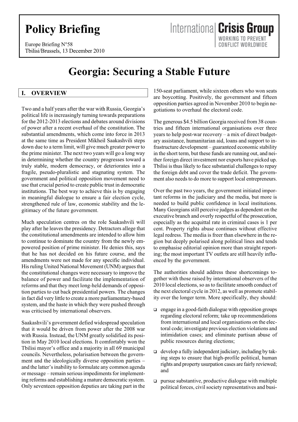 Georgia: Securing a Stable Future