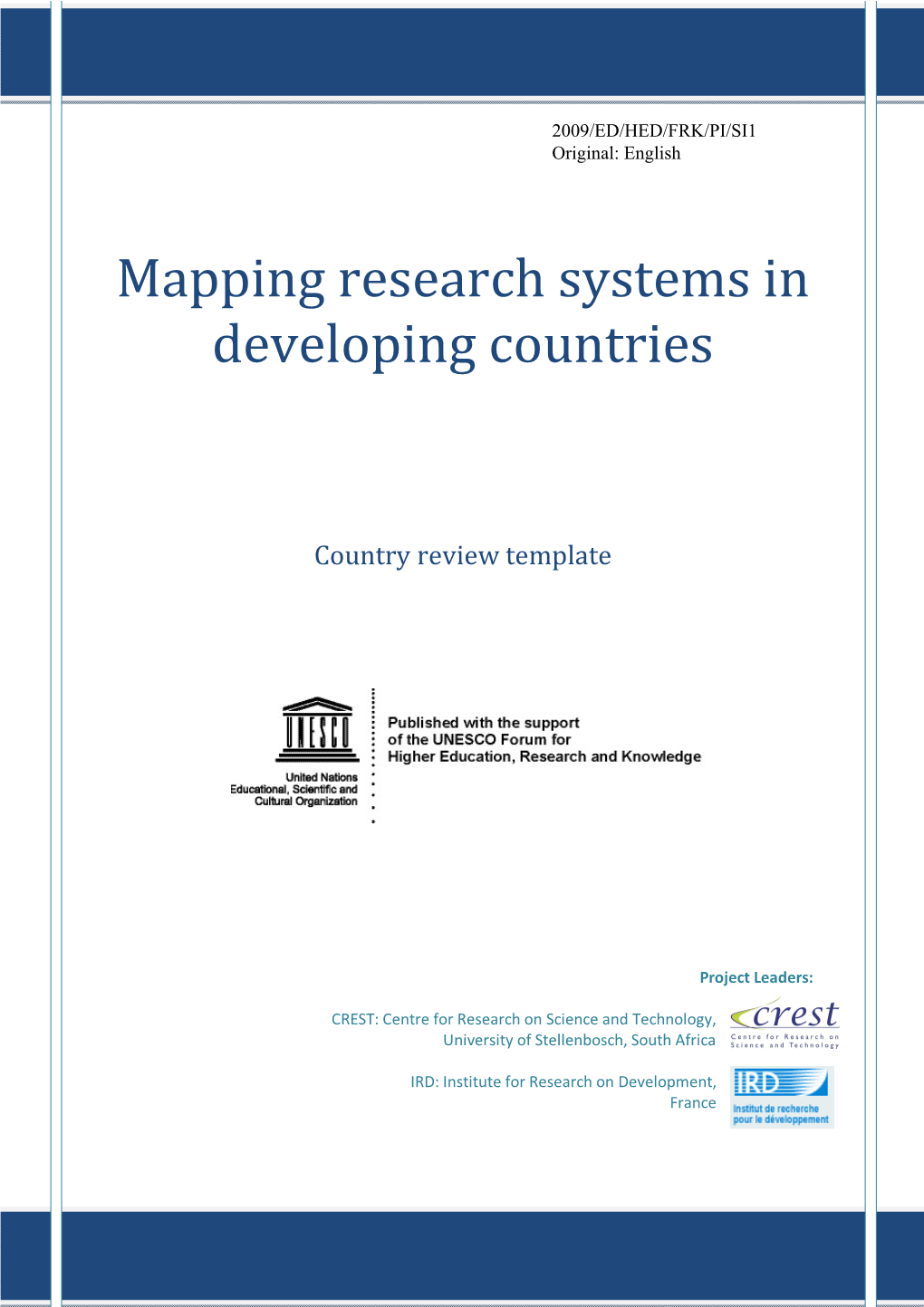 Mapping Research Systems in Developing Countries