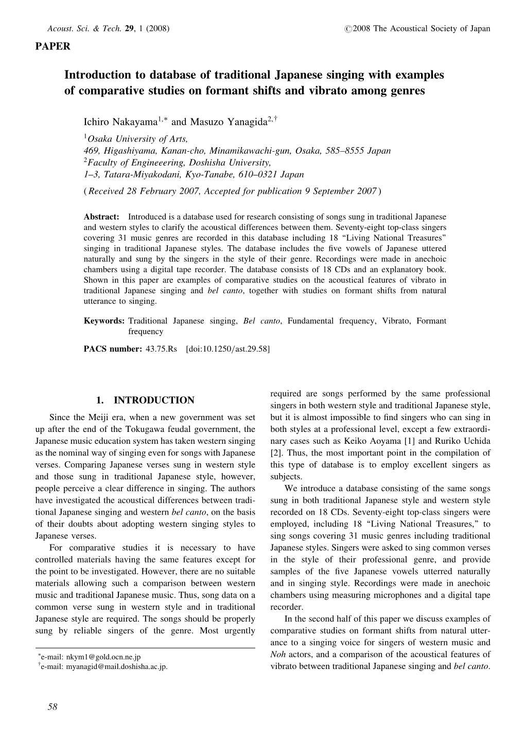 Introduction to Database of Traditional Japanese Singing with Examples of Comparative Studies on Formant Shifts and Vibrato Among Genres