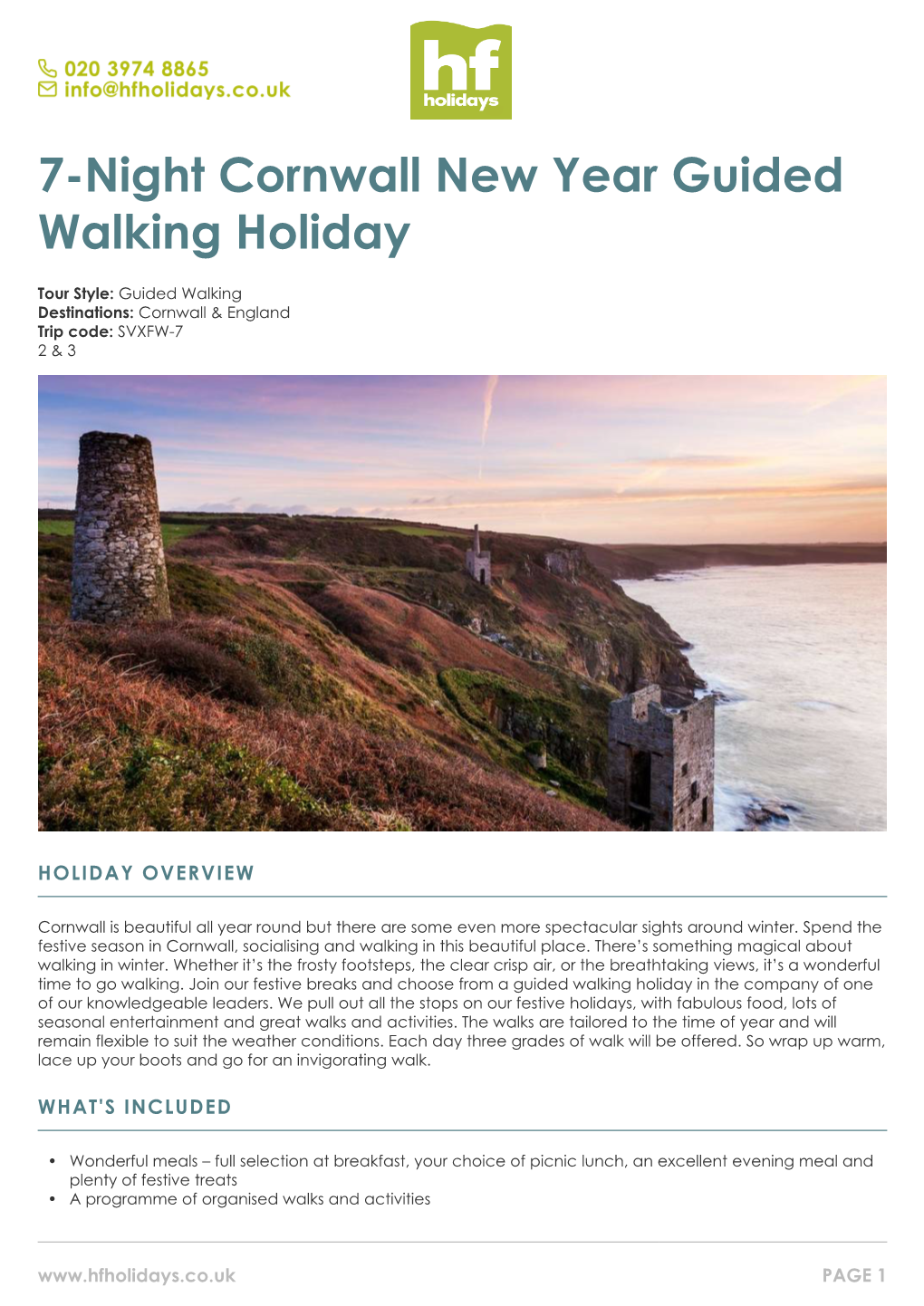 7-Night Cornwall New Year Guided Walking Holiday