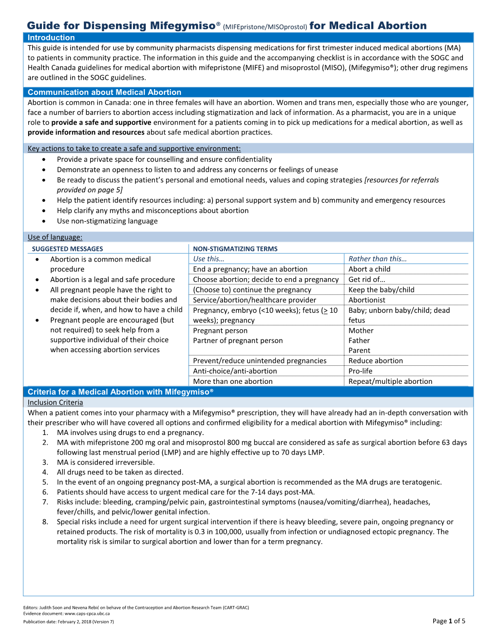 Guide for Dispensing Mifegymiso® (Mifepristone/Misoprostol)