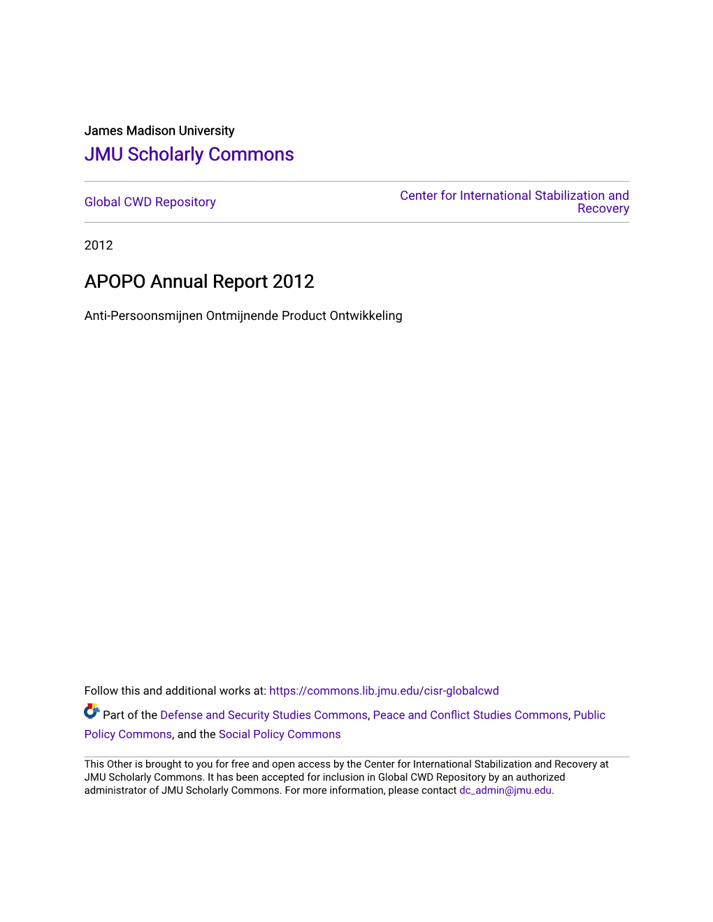 APOPO Annual Report 2012