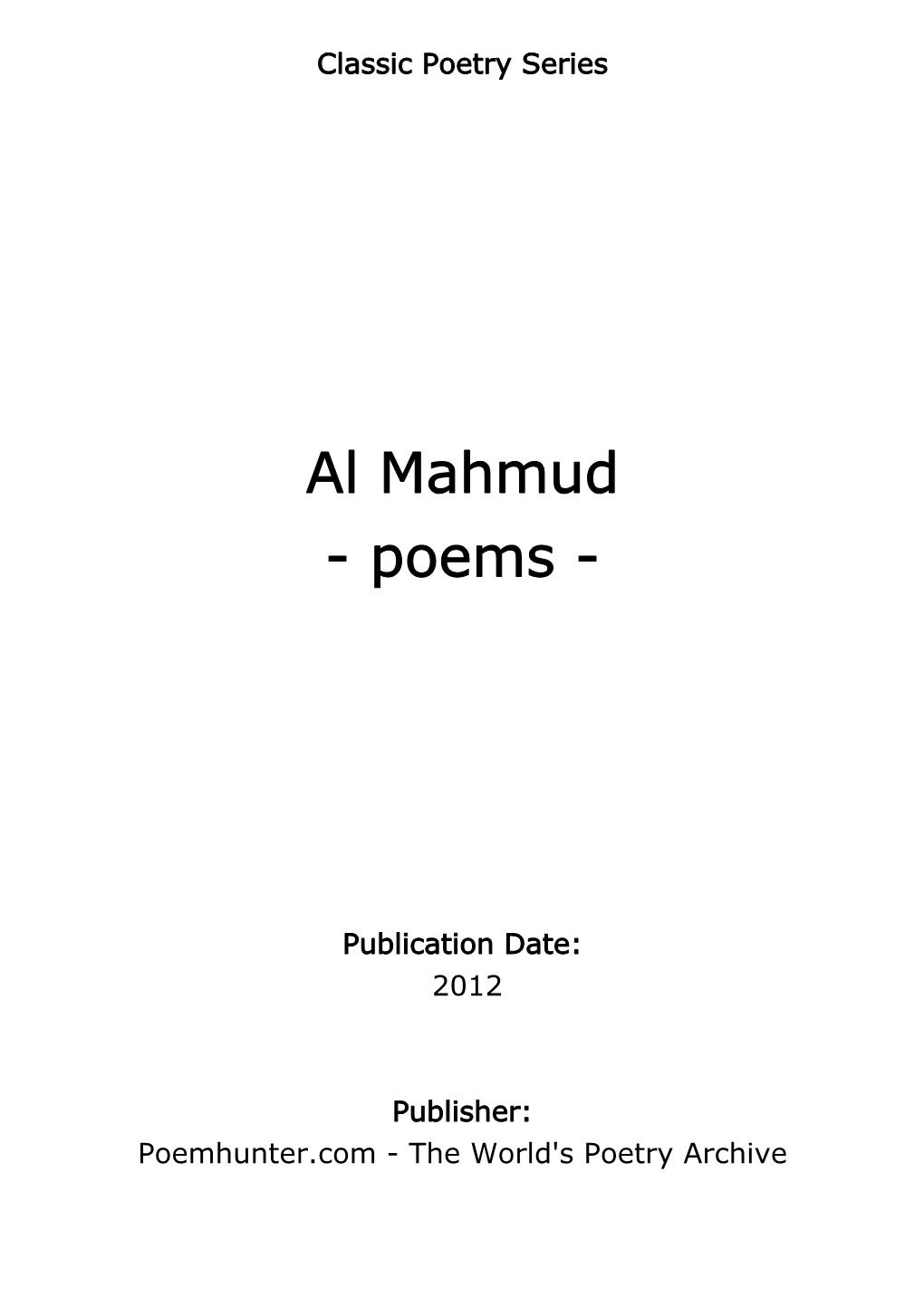 Al Mahmud - Poems