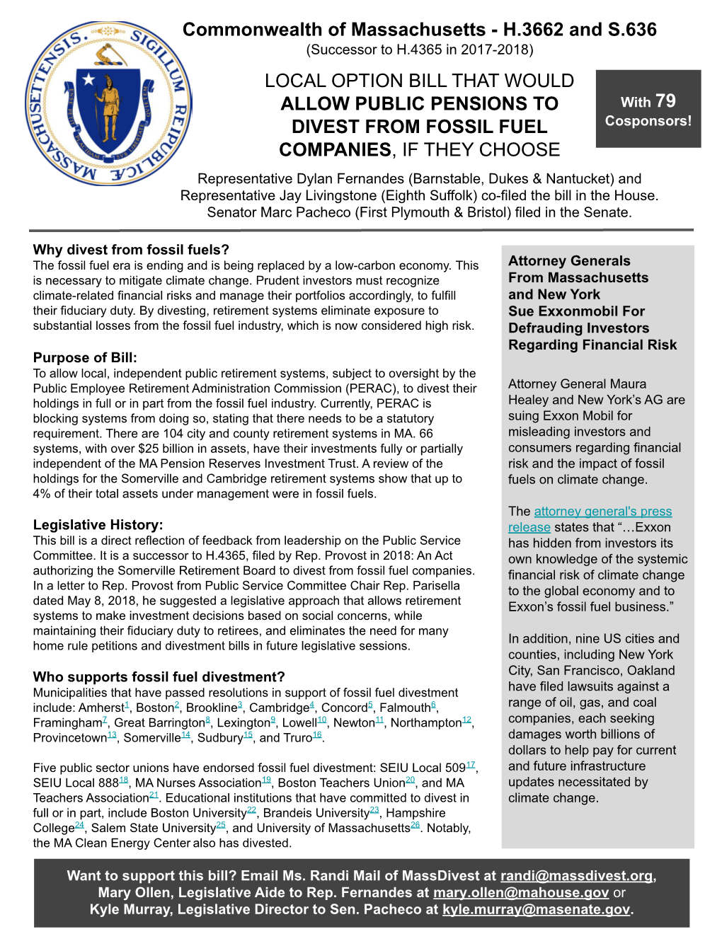 Commonwealth of Massachusetts - H.3662 and S.636 (Successor to H.4365 in 2017-2018)