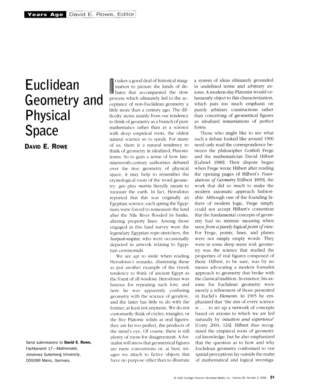 Euclidean Geometry and Physical Space