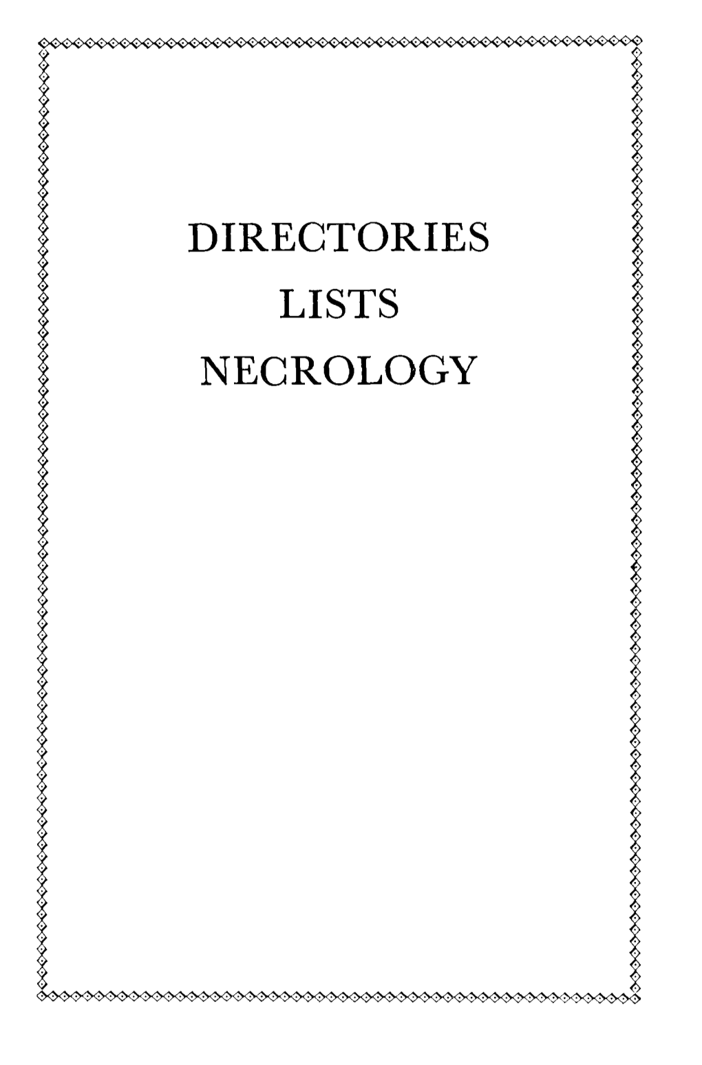 Directories Lists Necrology