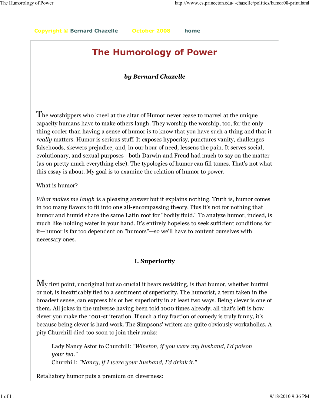 The Humorology of Power