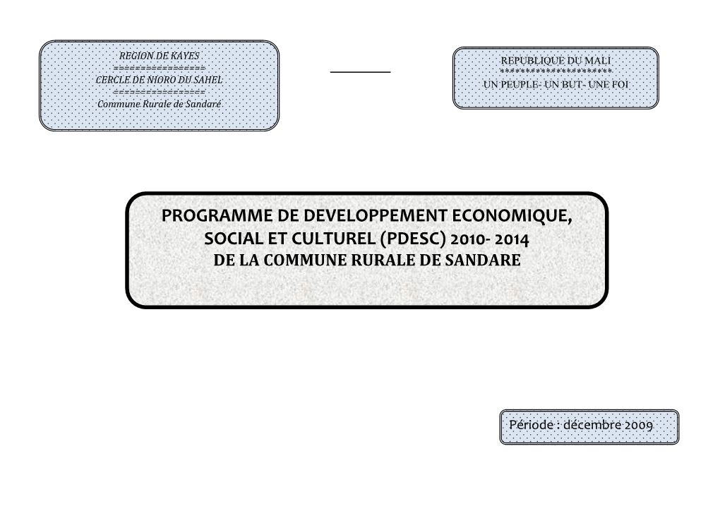 (Pdesc) 2010- 2014 De La Commune Rurale De Sandare