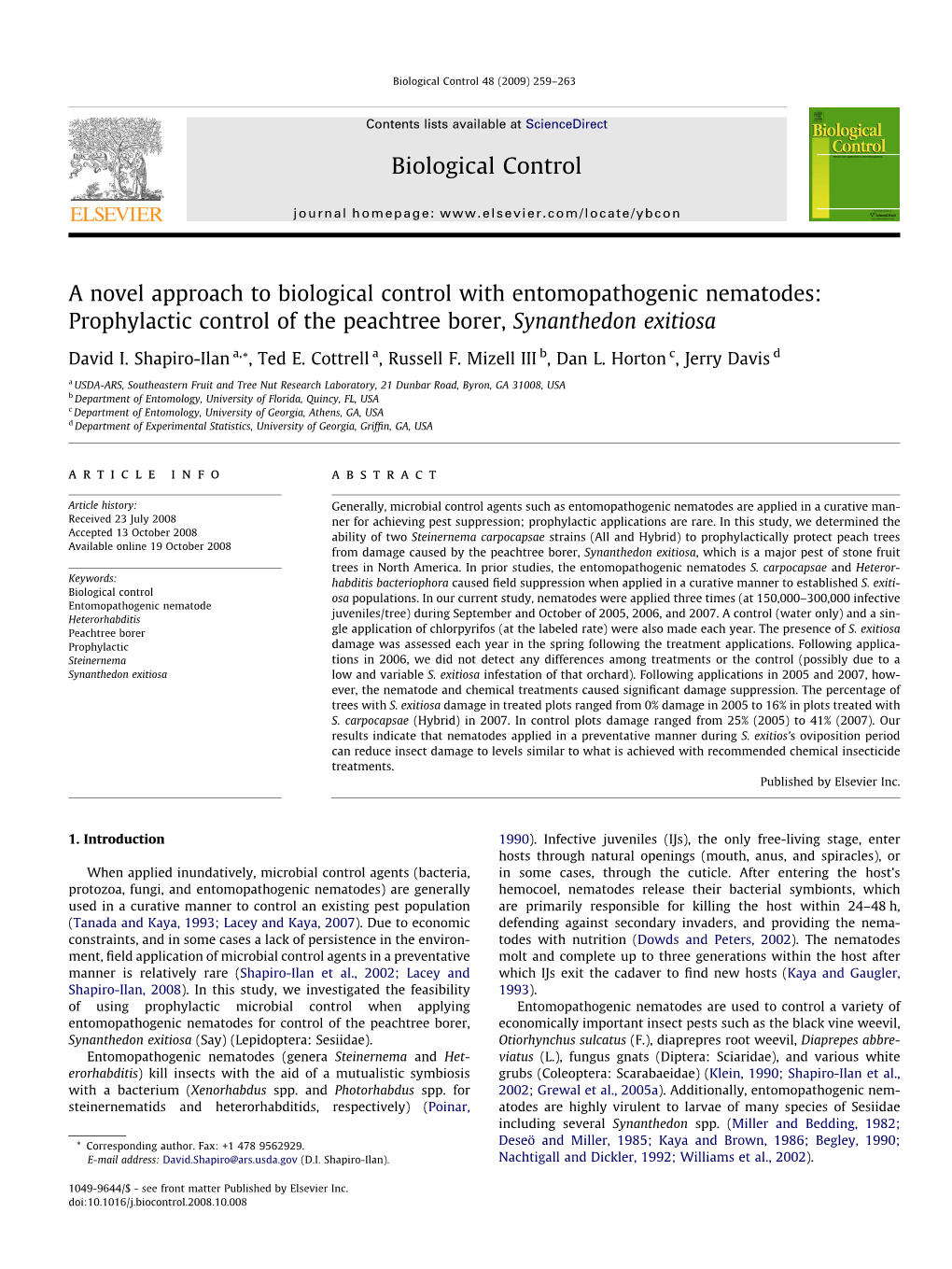 Biological Control 48 (2009) 259–263