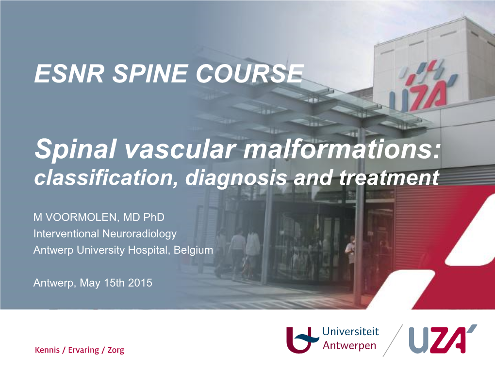 Spinal Vascular Malformations: Classification, Diagnosis and Treatment