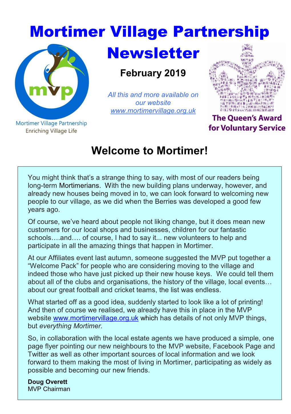 Mortimer Village Partnership Newsletter February 2019