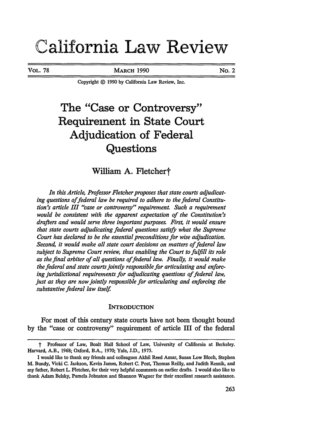The Case Or Controversy Requirement in State Court
