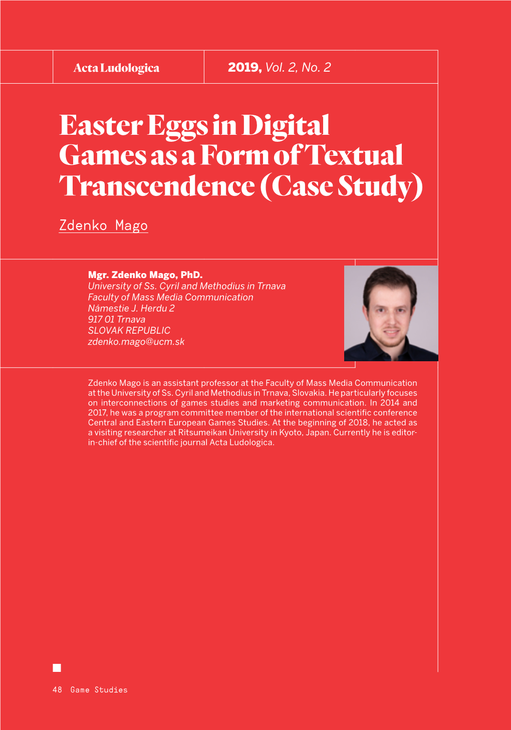 Easter Eggs in Digital Games As a Form of Textual Transcendence (Case Study)