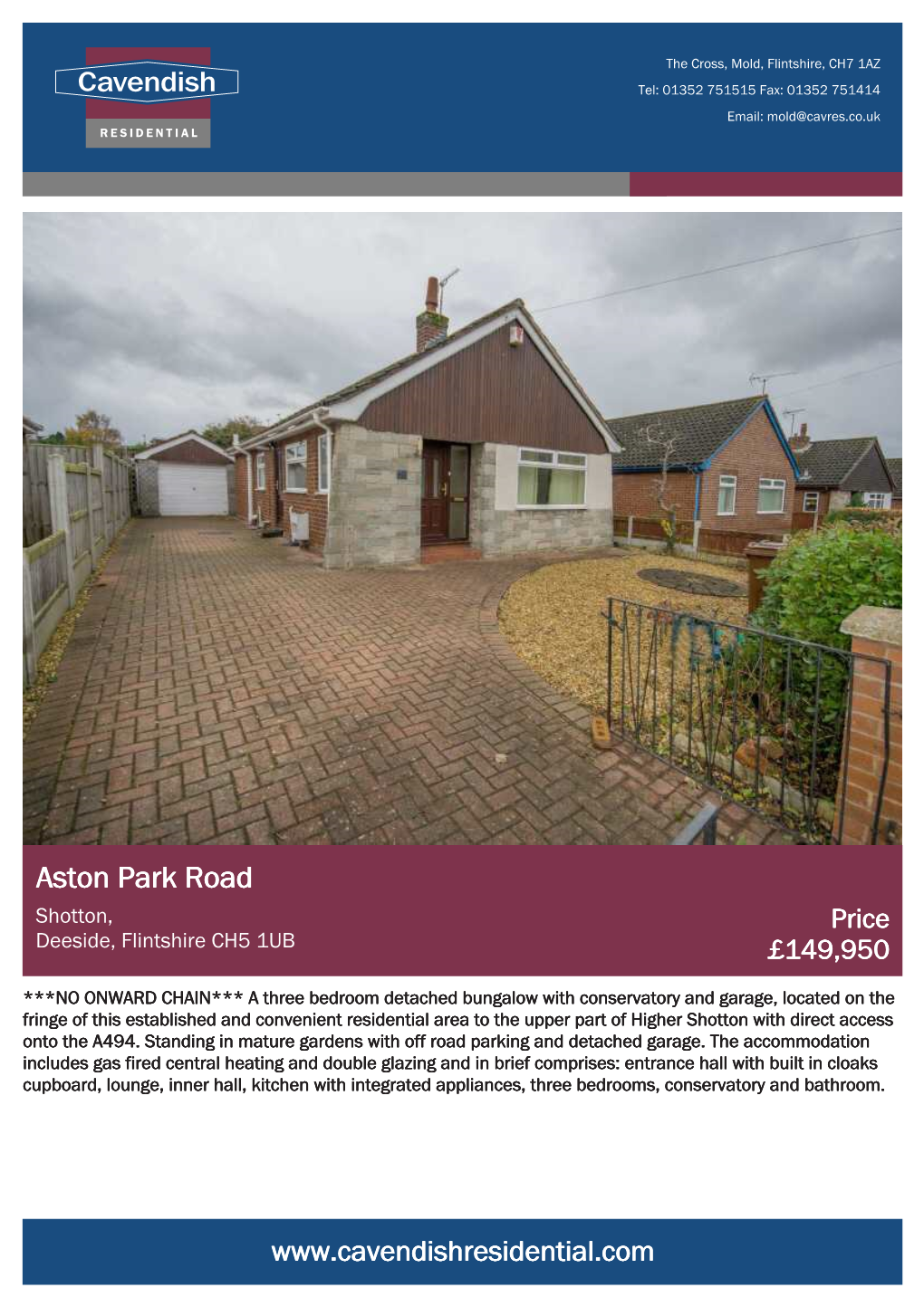 Aston Park Road Shotton, Price Deeside, Flintshire CH5 1UB £149,950