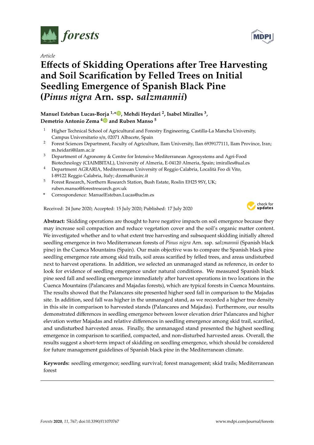 Effects of Skidding Operations After Tree Harvesting and Soil Scarification by Felled Trees on Initial Seedling Emergence Of