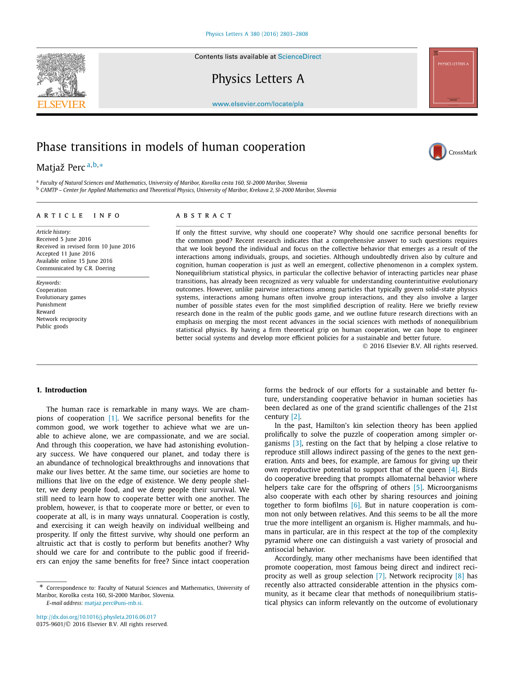 Phase Transitions in Models of Human Cooperation