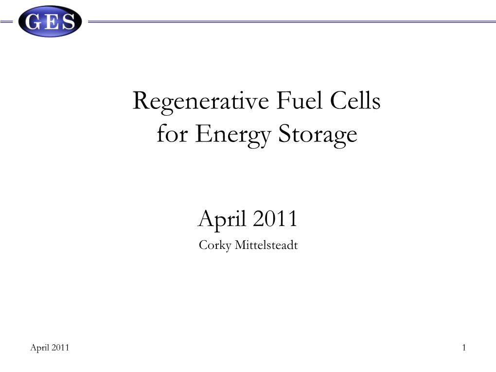 Regenerative Fuel Cells for Energy Storage