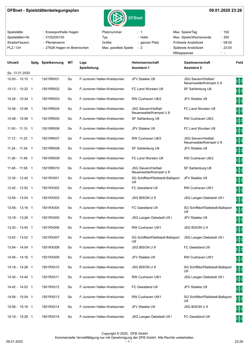 Spielstättenbelegungsplan 09.01.2020 23:26