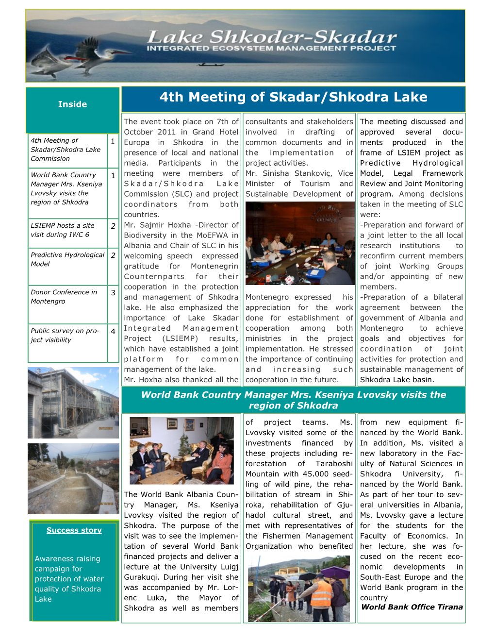 4Th Meeting of Skadar/Shkodra Lake Inside