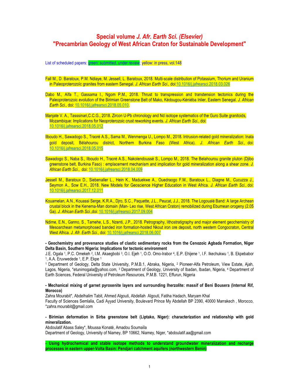 Precambrian Geology of West African Craton for Sustainable Development"