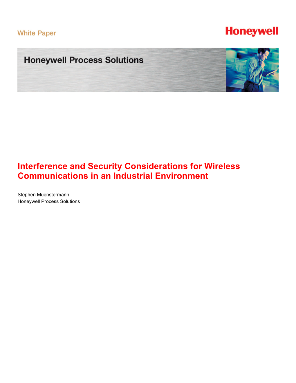 Interference and Security Considerations for Wireless Communications in an Industrial Environment