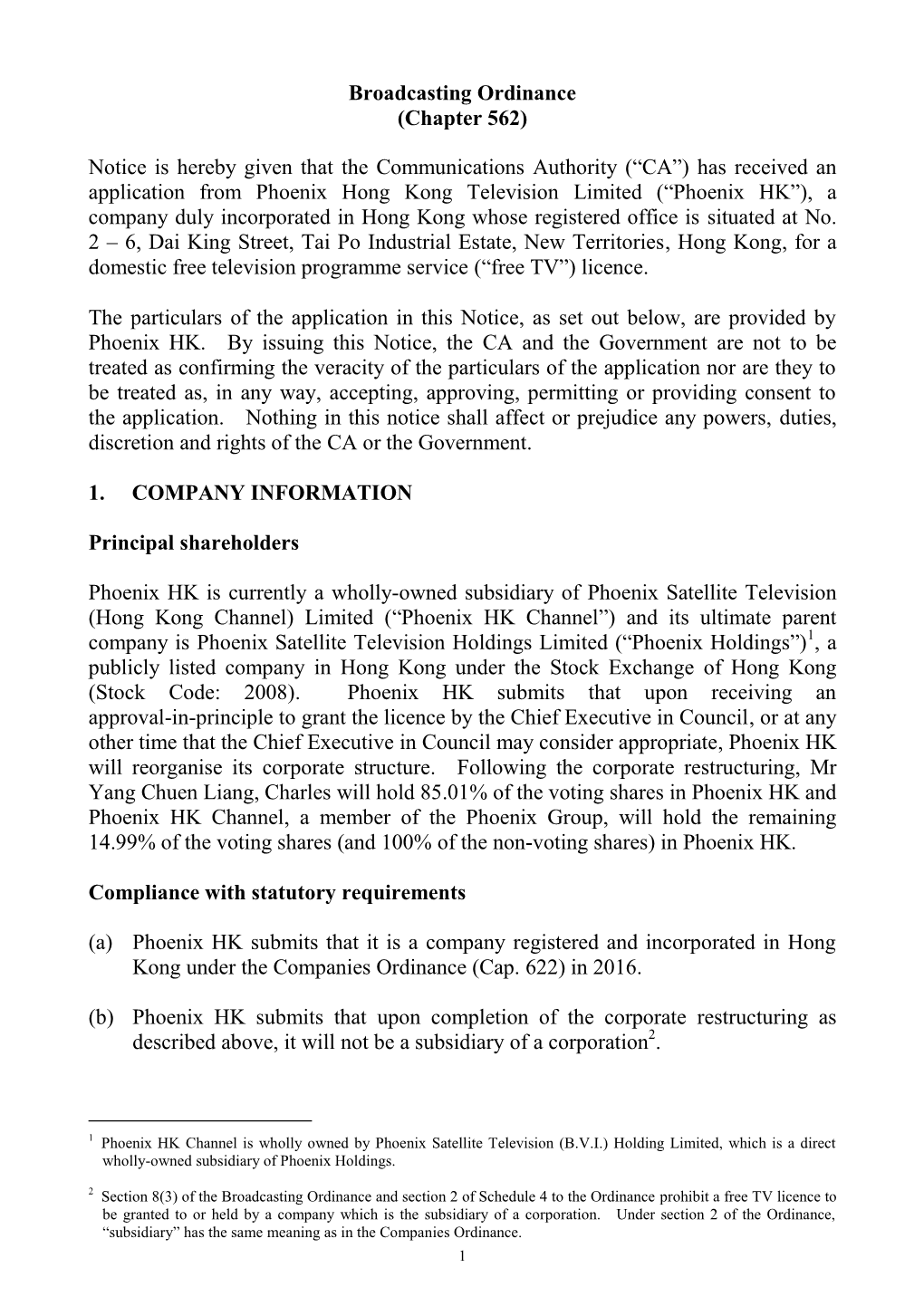 Telecommunications Ordinance