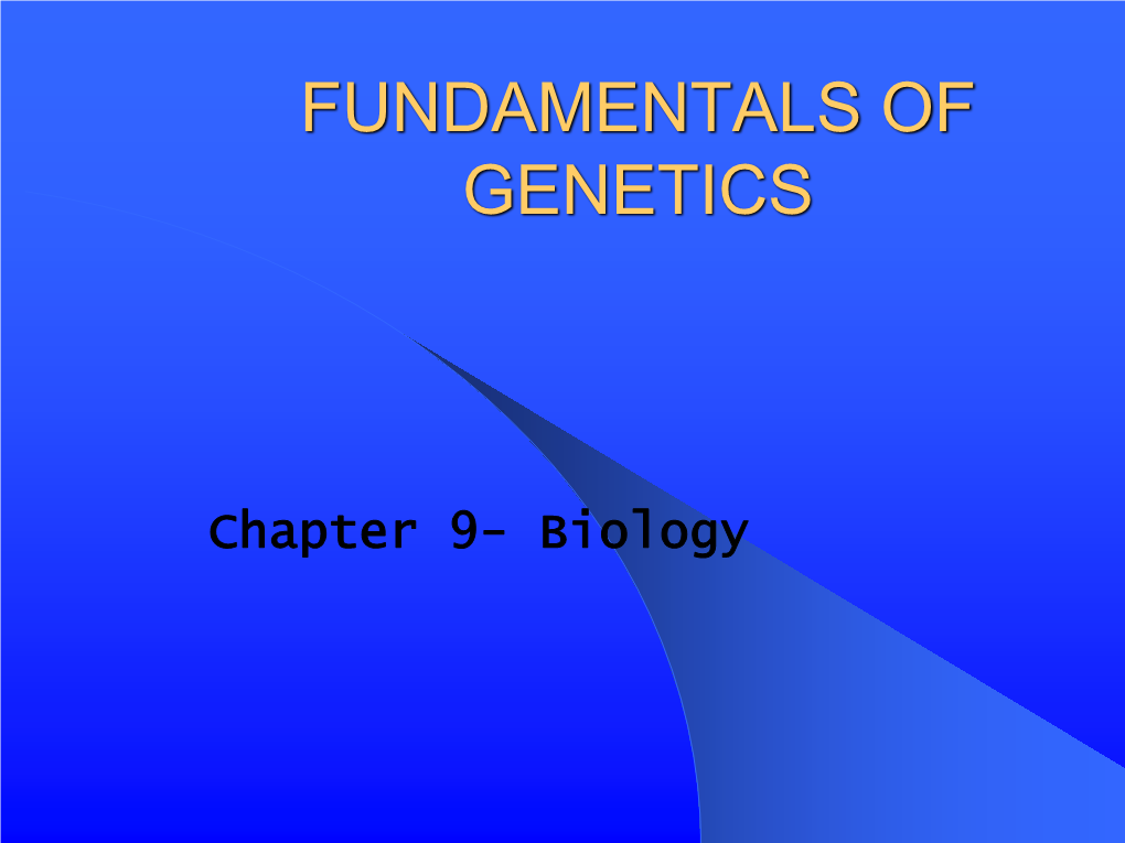 Fundamentals of Genetics