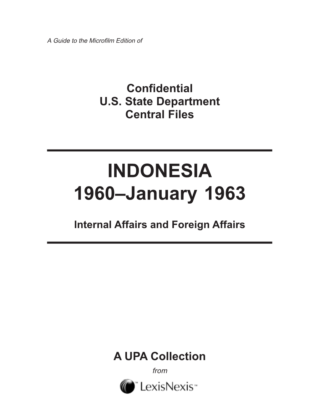 INDONESIA 1960–January 1963
