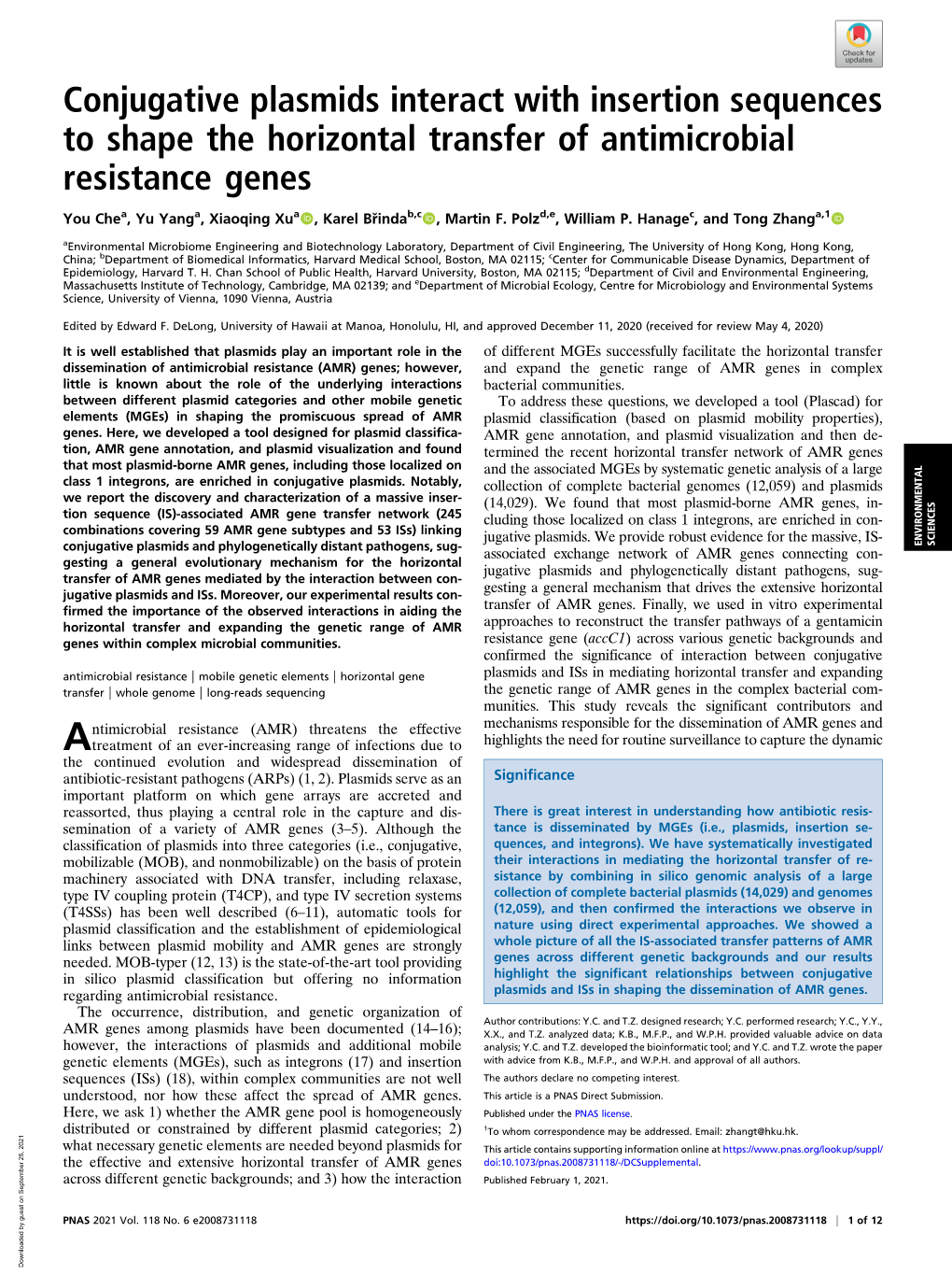 Conjugative Plasmids Interact with Insertion Sequences to Shape the Horizontal Transfer of Antimicrobial Resistance Genes