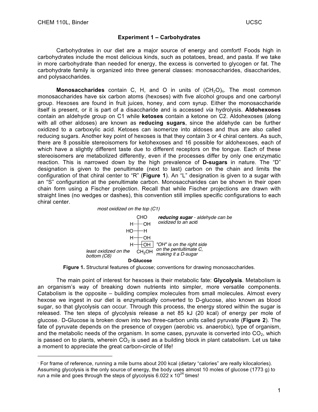 Exp 1 – Carbohydrates