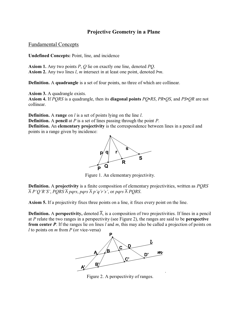 Projective Geometry in a Plane