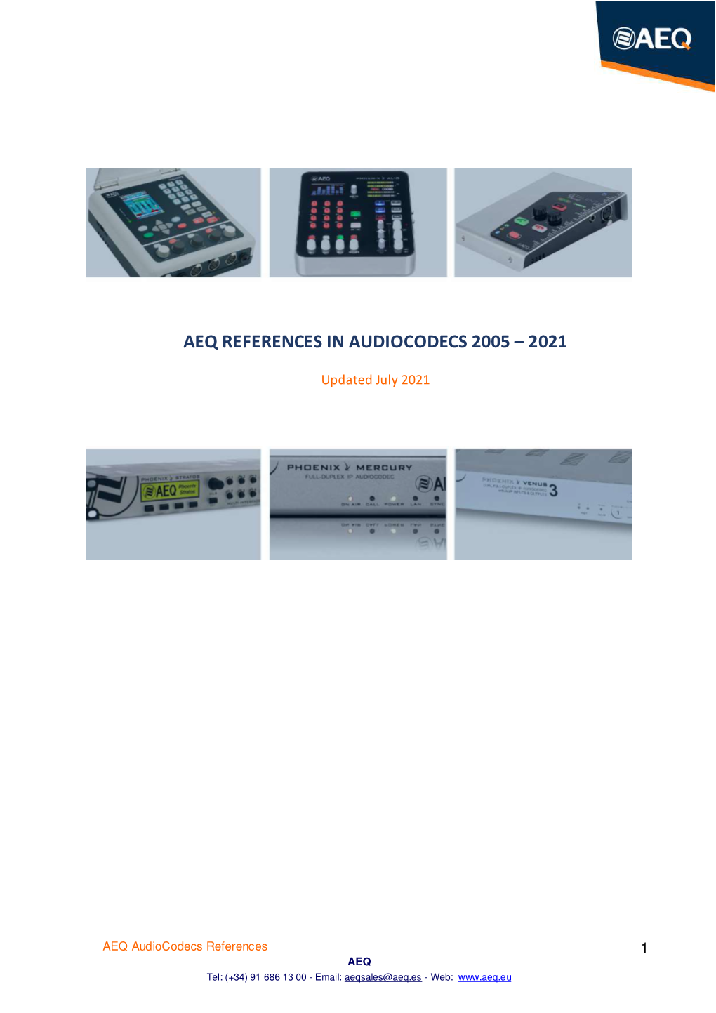 Aeq References in Audiocodecs 2005 – 2021