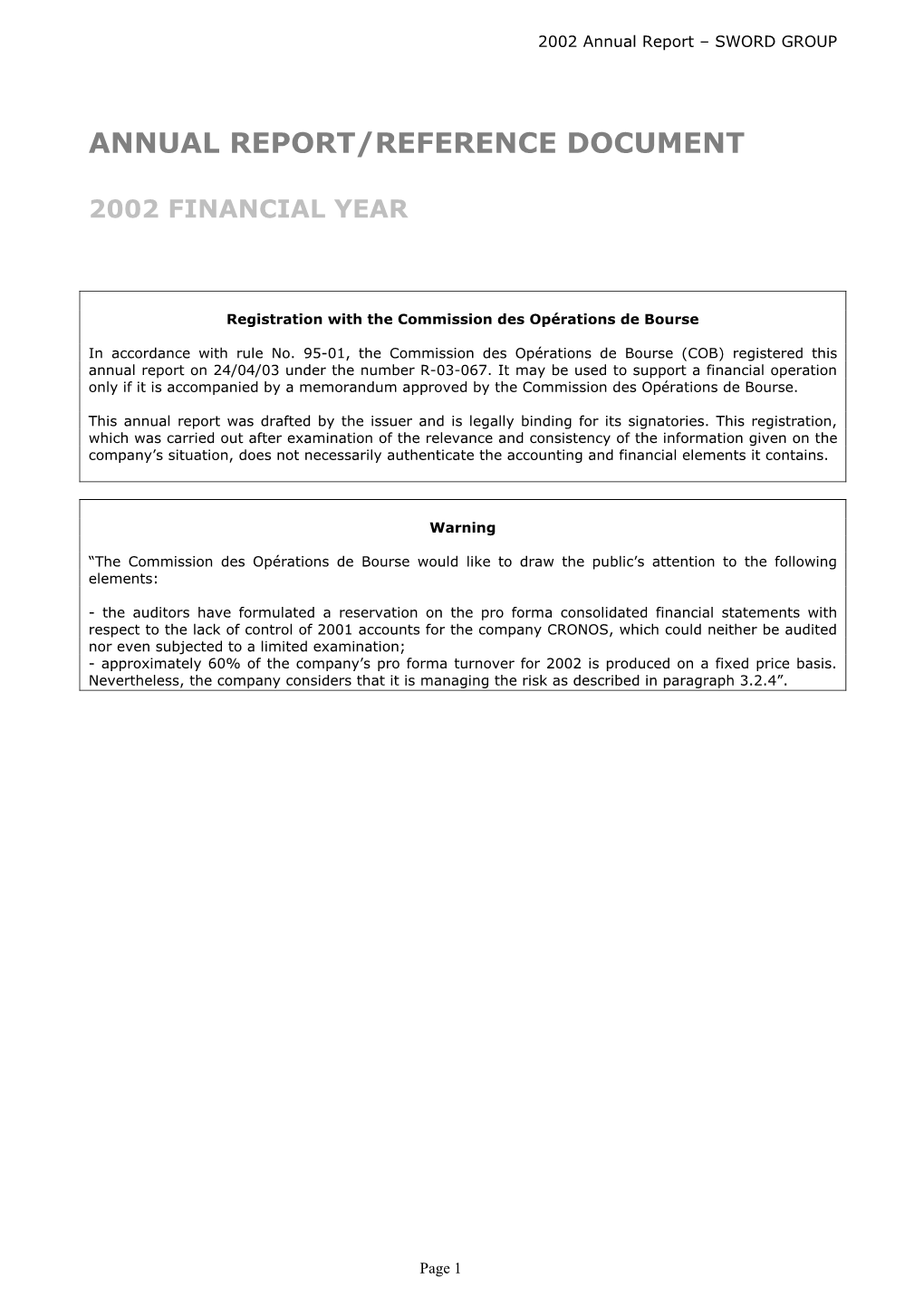 Annual Report/Reference Document