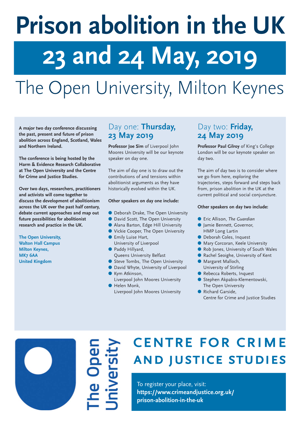 Prison Abolition in the UK 23 and 24 May, 2019 the Open University, Milton Keynes