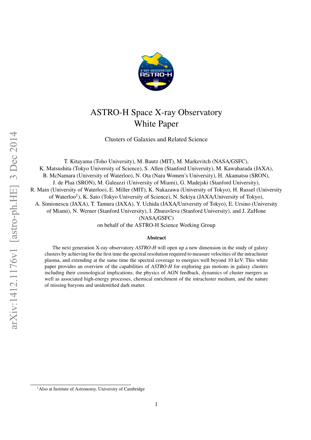 ASTRO-H White Paper-Clusters of Galaxies and Related Science