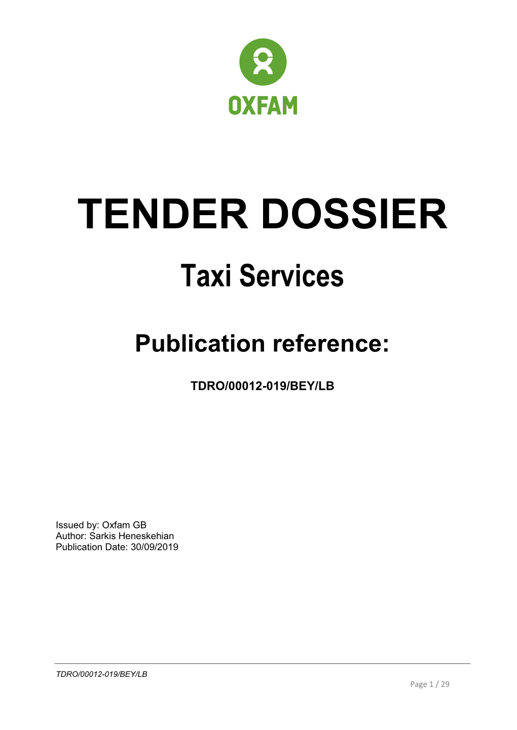 Tender Dossier